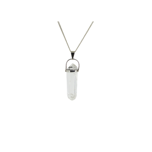 Clear Quartz Pendant with Silver Chain