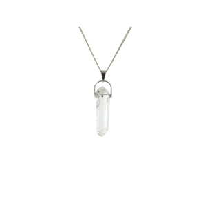 Clear Quartz Pendant with Silver Chain