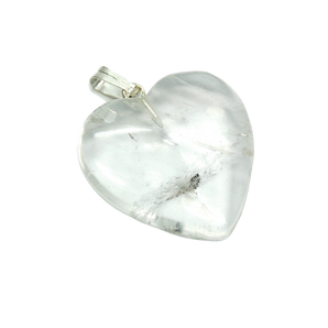 Clear Quartz Heart Pendant with black cord