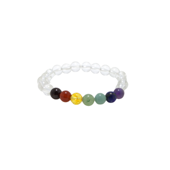 Clear Quartz 7 Chakra Bracelet (8mm) Clarity, Alignment & Amplification
 - Heavenly Crystals Online