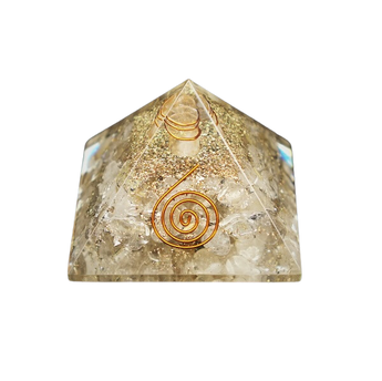 Clear Quartz & Copper Orgonite Pyramid (160g) – Clarity, Amplification, Protection & Energy Activation - Heavenly Crystals Online