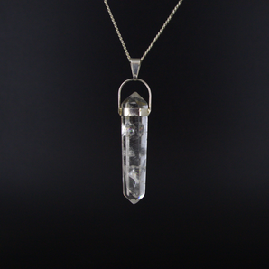 Clear Quartz Double Terminated Pendant with Silver Chain for Clarity & Focus - Heavenly Crystals Online