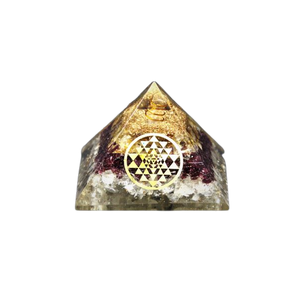 Clear Quartz, Garnet & Citrine Orgonite Pyramid with Copper (227g) – Vitality, Strength & Manifestation Energy - Heavenly Crystals Online
