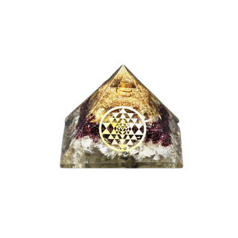 Clear Quartz, Garnet & Citrine Orgonite Pyramid with Copper (227g) – Vitality, Strength & Manifestation Energy - Heavenly Crystals Online