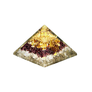 Clear Quartz, Garnet & Citrine Orgonite Pyramid with Copper (227g) – Vitality, Strength & Manifestation Energy - Heavenly Crystals Online