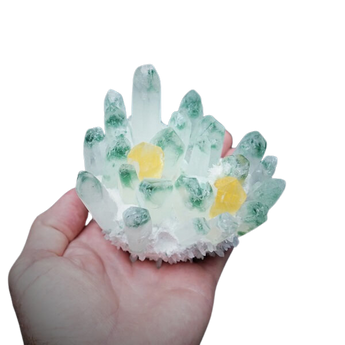 Clear Quartz Green Phantom Cluster (880g) - Growth, Clarity & High‑Vibration Healing Energy - Heavenly Crystals Online
