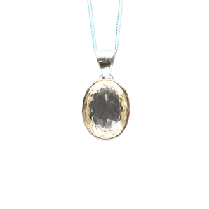 Clear Quartz Oval Faceted Pendant in 925 Sterling Silver with chain – Clarity & Amplification - Heavenly Crystals Online