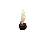 Clear Quartz Point (643g) with Golden Healer Bridges on Wooden Stand – Clarity, Activation & Healing Light - Heavenly Crystals Online