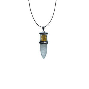 Clear Quartz with Citrine Chips Pendant – Manifestation, Clarity & High‑Vibration Energy - Heavenly Crystals Online