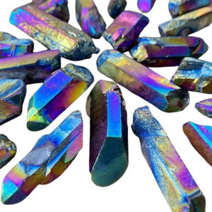 Cobalt Aura Quartz Gridding Points (50g) in Organza Pouch – High‑Vibration Crystal for Energy Grids - Heavenly Crystals Online