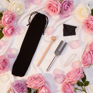 Crystal Tuning Fork 4096 C - with Velvet Pouch, Mallet and Crystal - Heavenly Crystals Online