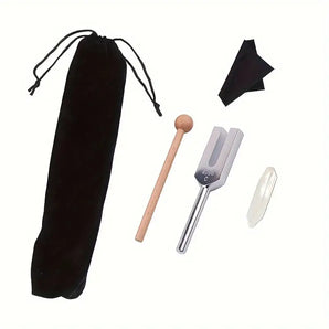 Crystal Tuning Fork 4096 C - with Velvet Pouch, Mallet and Crystal - Heavenly Crystals Online