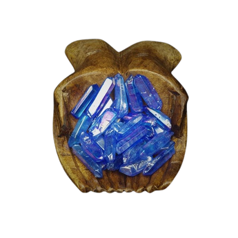 Deep Blue Aura Quartz Gridding Points (50g) in Organza Pouch – High‑Vibration Crystal for Energy Grids - Heavenly Crystals Online