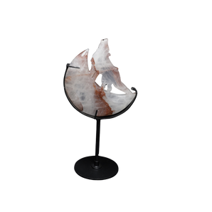 Fire Quartz Wolf on stand - 297 grams