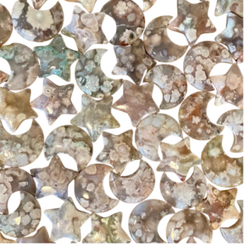 Flower Agate Star & Moon Carvings – Growth, Joy & New Beginnings - Heavenly Crystals Online