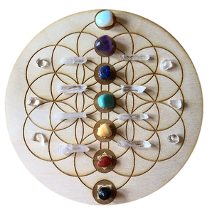 Flower of Life Chakra Crystal Grid – Sacred Geometry for Chakra Alignment & Energy Work - Heavenly Crystals Online 
