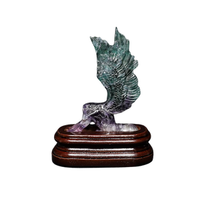 Fluorite Angel on wooden stand - 408 grams