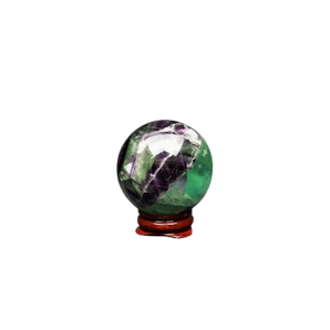 Fluorite Sphere with wooden stand - 196 grams