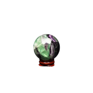 Fluorite Sphere with wooden stand - 196 grams