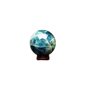 Fluorite Sphere with wooden stand - 559 grams