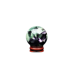Fluorite Sphere with wooden stand - 146 grams