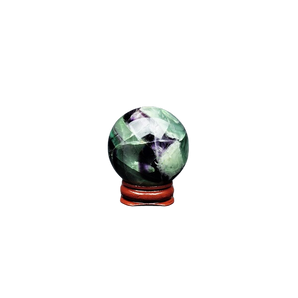 Fluorite Sphere with wooden stand - 146 grams