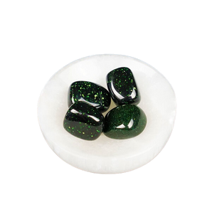 Green Fleck Goldstone Tumbled Stones (Glass with Copper)