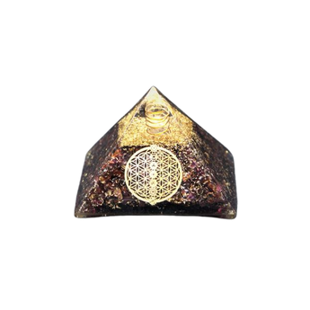 Garnet, Clear Quartz & Chakra Orgonite Pyramid with Flower of Life – Strength, Vitality & Full‑Spectrum Energy Alignment - Heavenly Crystals Online