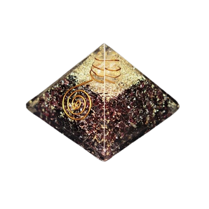 Garnet, Clear Quartz & Copper Orgonite Pyramid – Vitality, Passion & Energy Protection - Heavenly Crystals Online