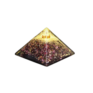 Garnet & Clear Quartz Orgonite Pyramid with Tree of Life (257g) – Strength, Vitality & Energetic Protection - Heavenly Crystals Online