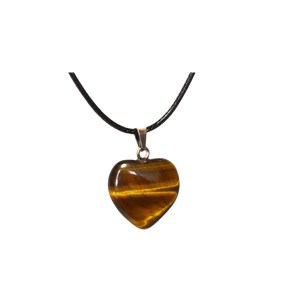 Golden Brown Tigers Eye Heart Pendant with Black Cord - Protection and Grounding - Heavenly Crystals Online