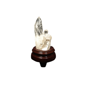 Golden Lemurian Quartz (491g) with Rare Bridge Formation on Wooden Stand – Ancient Wisdom, Activation & Higher Guidance - Heavenly Crystals Online