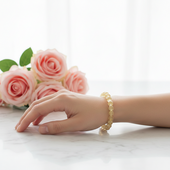 Golden Rutilated Quartz Bracelet – Manifestation, Clarity & High‑Vibration Energy - Heavenly Crystals Online