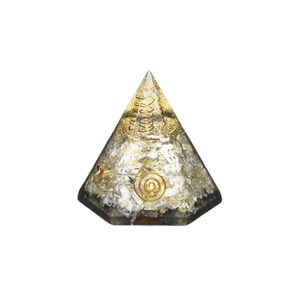 Golden Rutilated Quartz & Clear Quartz Orgonite Hexagonal Pyramid with Tree of Life (360g) – Manifestation, Clarity & High‑Vibration Alignment - Heavenly Crystals Online