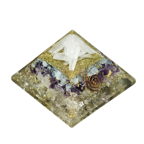 Golden Rutilated Quartz Orgonite Pyramid – Heavenly Crystals Online