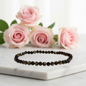 Golden Sheen Obsidian Bracelet (3mm) – Protection, Empowerment & Inner Vision - Heavenly Crystals Online