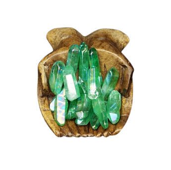 Green Aura Quartz Gridding Points (50g) in Organza Pouch - Heart Healing, Calm & High‑Vibration Energy - Heavenly Crystals Online