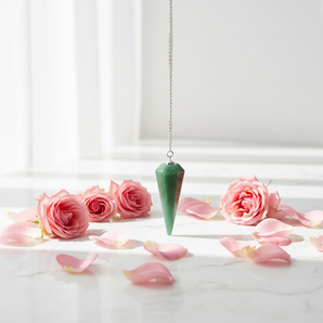 Green Aventurine Faceted Pendulum with Velvet Pouch - Intuition, Prosperity & Emotional Balance - Heavenly Crystals Online