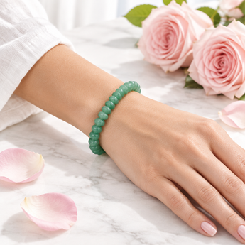 Green Aventurine Rondelle Bracelet – Luck, Prosperity & Heart Chakra - Heavenly Crystals Online