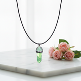 Green Fluorite Double Terminated Pendant with Black Cord – Clarity, Focus & Energy Alignment - Heavenly Crystals Online
