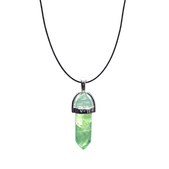Green Fluorite Double Terminated Pendant with Black Cord – Clarity, Focus & Energy Alignment - Heavenly Crystals Online