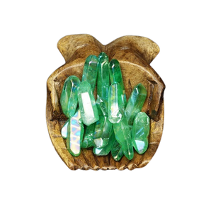 Green Aura Quartz Gridding Point - 50 grams in an organza pouch