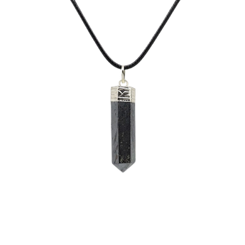 Hematite Pendant on Black Cord for Grounding & Protection Crystal Necklace - Heavenly Crystals Online 
