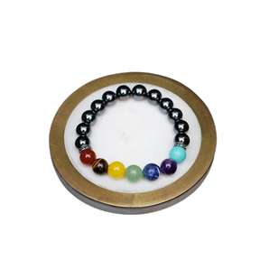 Hematite with 7 Chakra Healing Bracelet (10mm) Grounding, Balance & Energy Alignment - Heavenly Crystals Online
