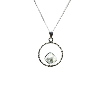 Herkimer Diamond Circle Hoop Pendant in 925 Sterling Silver with Chain – Attunement & Light Activation - Heavenly Crystals Online