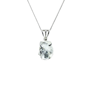 Herkimer Diamond Raw Crystal Pendant in 925 Sterling Silver with Chain – Attunement & Light Activation - Heavenly Crystals Online