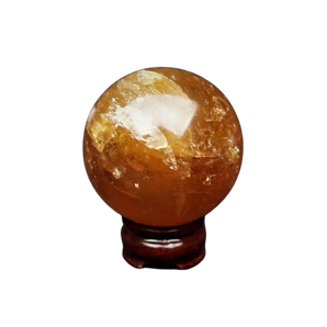 Honey Golden Calcite Sphere with wooden stand - 527 grams
