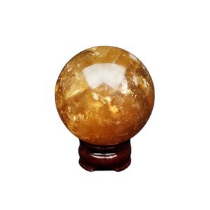 Honey Golden Calcite Sphere with wooden stand - 527 grams