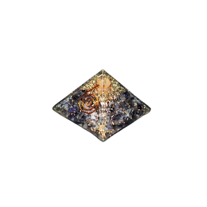 Iolite, Clear Quartz Orgonite Pyramid - 82 grams