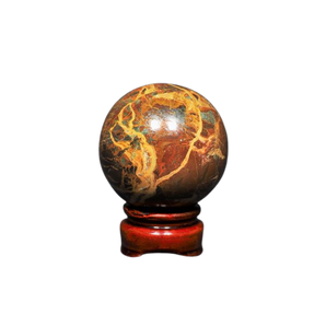 Tiger Eye Iron Sphere with wooden stand - 353 grams